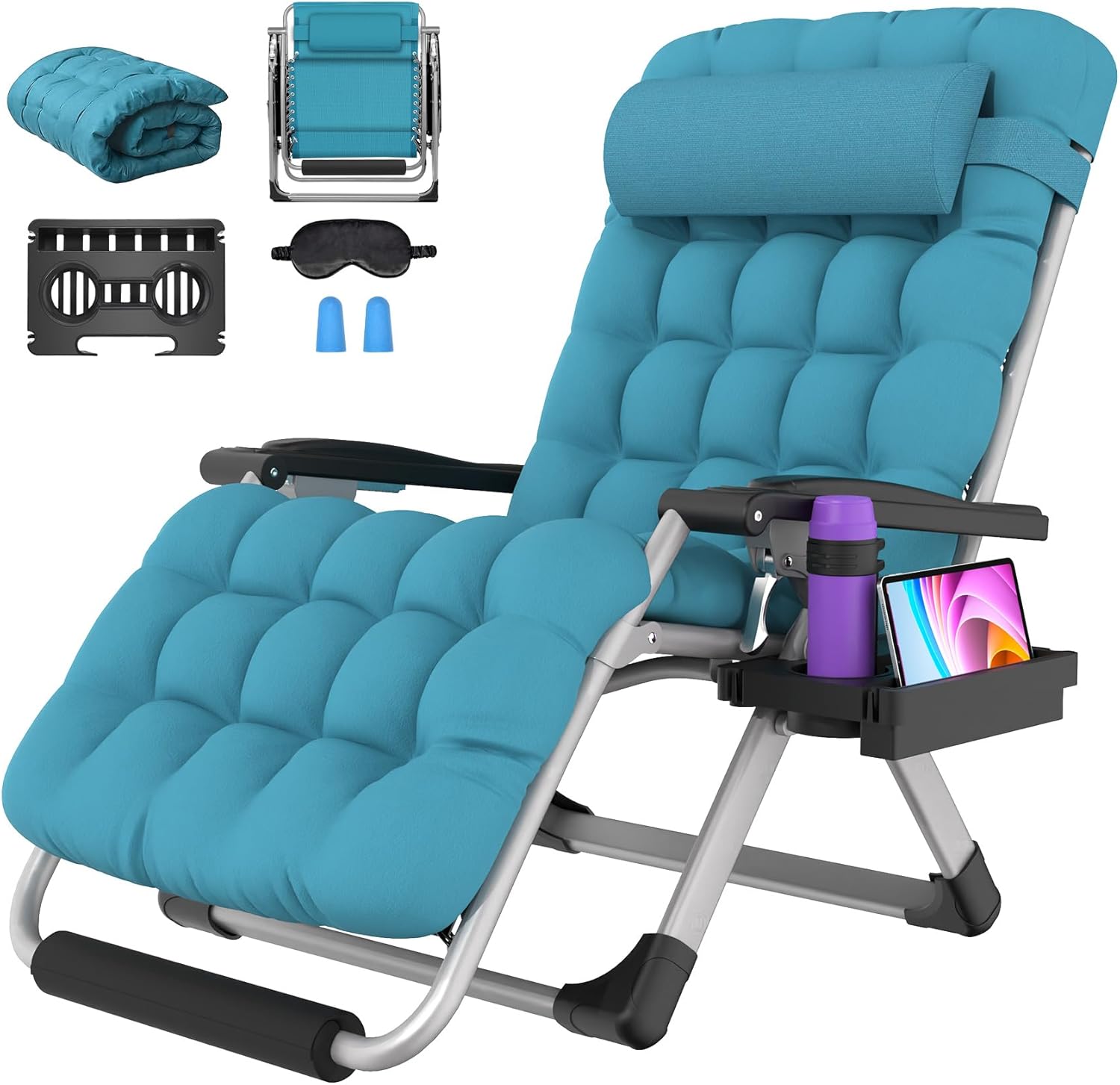 Suteck Oversized Zero Gravity Chair, 29In XL Outdoor Recliner Chair w/Removable Cushion&Headrest, Camping Lounge Chair w/Upgraded Lock&Footrest, Reclining Patio Chairs for Indoor Outdoor,500LBS