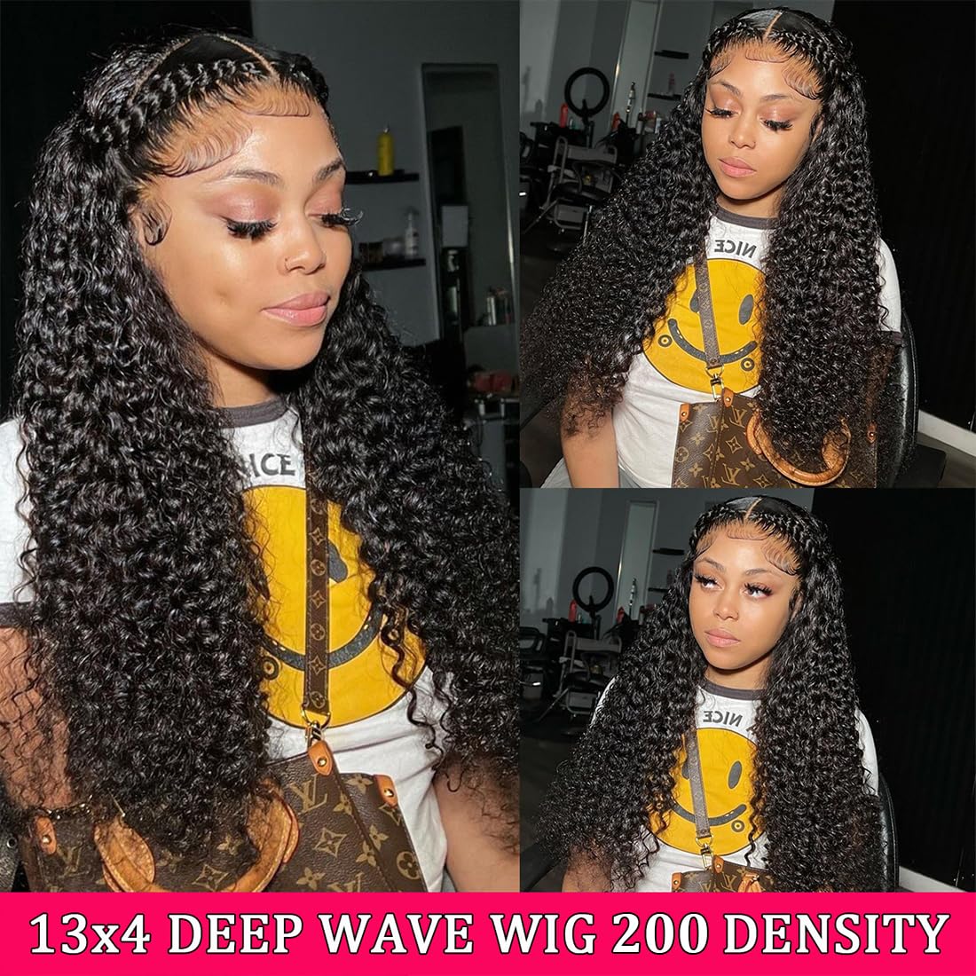 Amazon.com : Lovelyworld 36 inch Deep Wave Lace Front Wigs  display picture 1