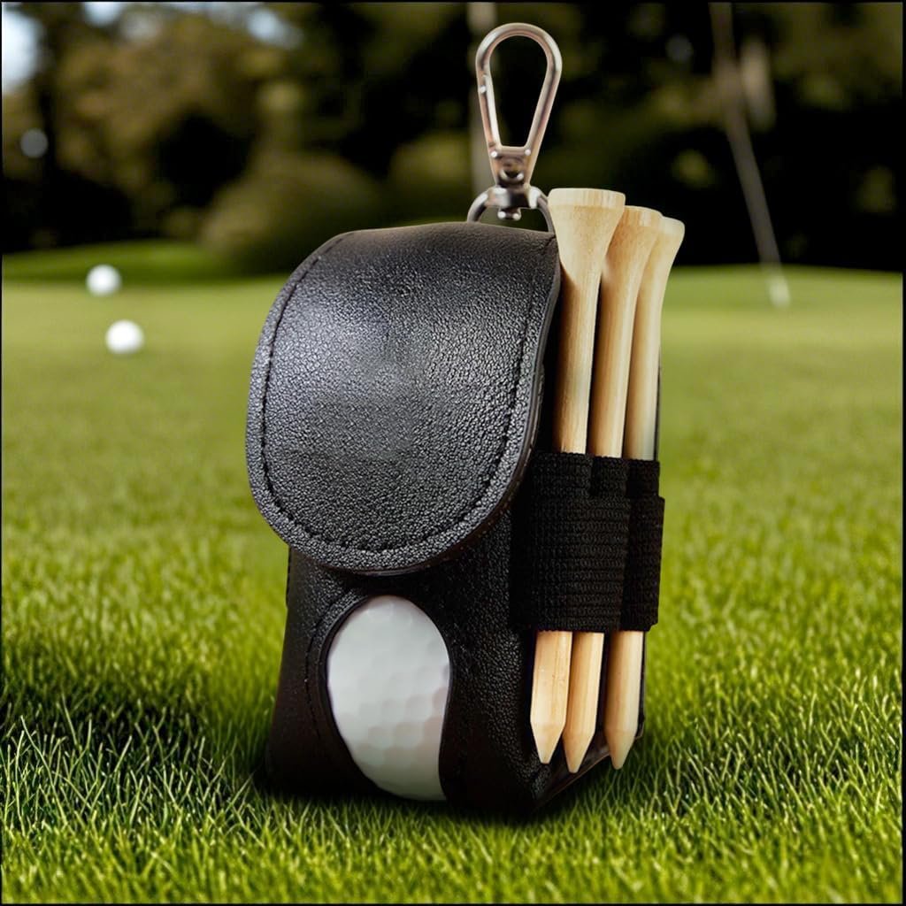 Drawelry Personalized Golf Balls Bag, Mini Golf Ball Pouch Storage Bag Portable Leather Golf Tee Holder Fathers Day Birthday Gift for Golfers Men Women