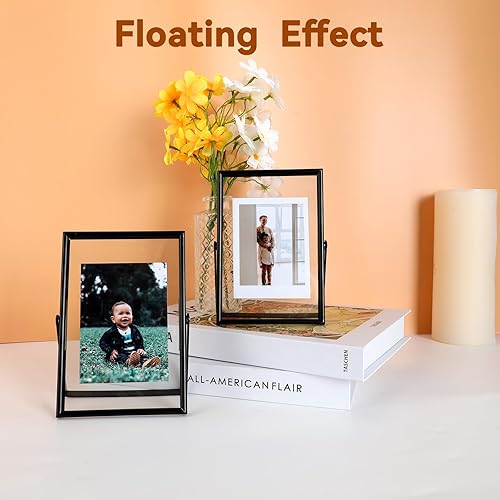 Vista 67 de Marco flotante de oro rosa de 6 x 8 pulgadas con corazón romántico, para tamaños de imagen de 5 x 7, 4 x 6, 3 x 5, marco de fotos de estante de oro