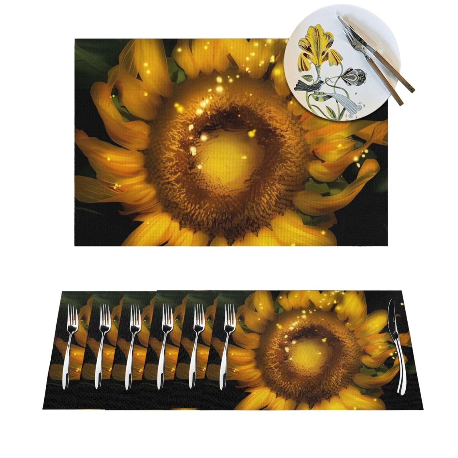 Set de table lavable et résistant à la chaleur lot de 4 vinyle orange