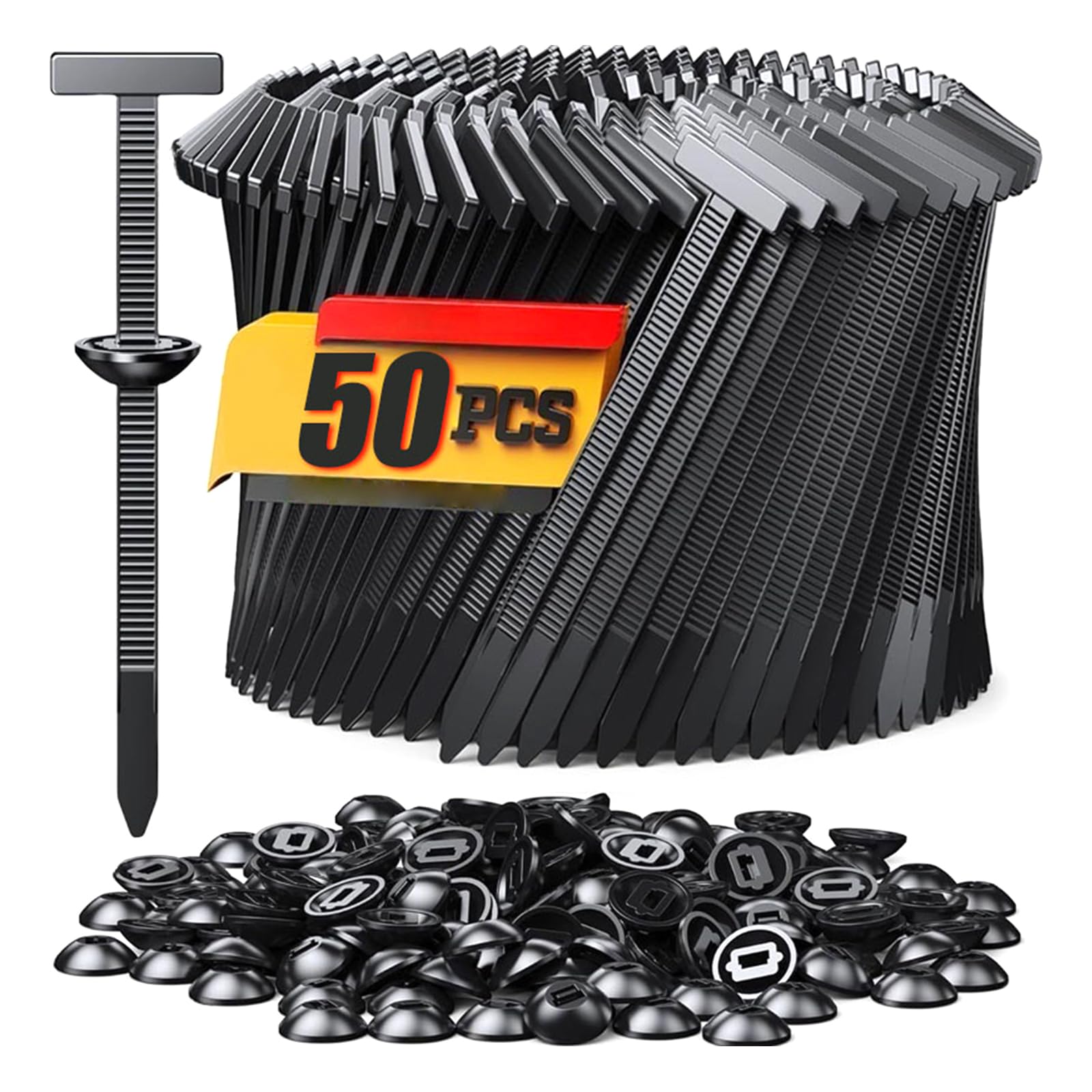 Hdoytxxm 50 Pieces Duty Nylon Zipped Tie Fasteners Organizers Secure Locking Mechanism For Automotive Interior And Outdoor Equipment Nylon Cable Clips