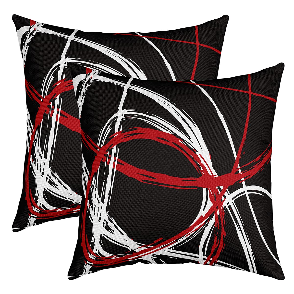 Set Di 2 Federe Cuscino Boho In Ciniglia Marocco - Con Nappe, Motivo Geometrico Bianco E Nero, 30x50 Cm