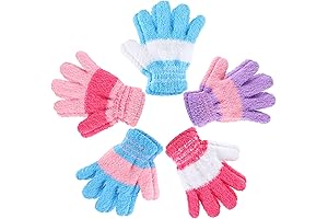 5 Pairs Kids Gloves Full Fingers Gloves: Premium Warm Gloves for Little Boys and Girls