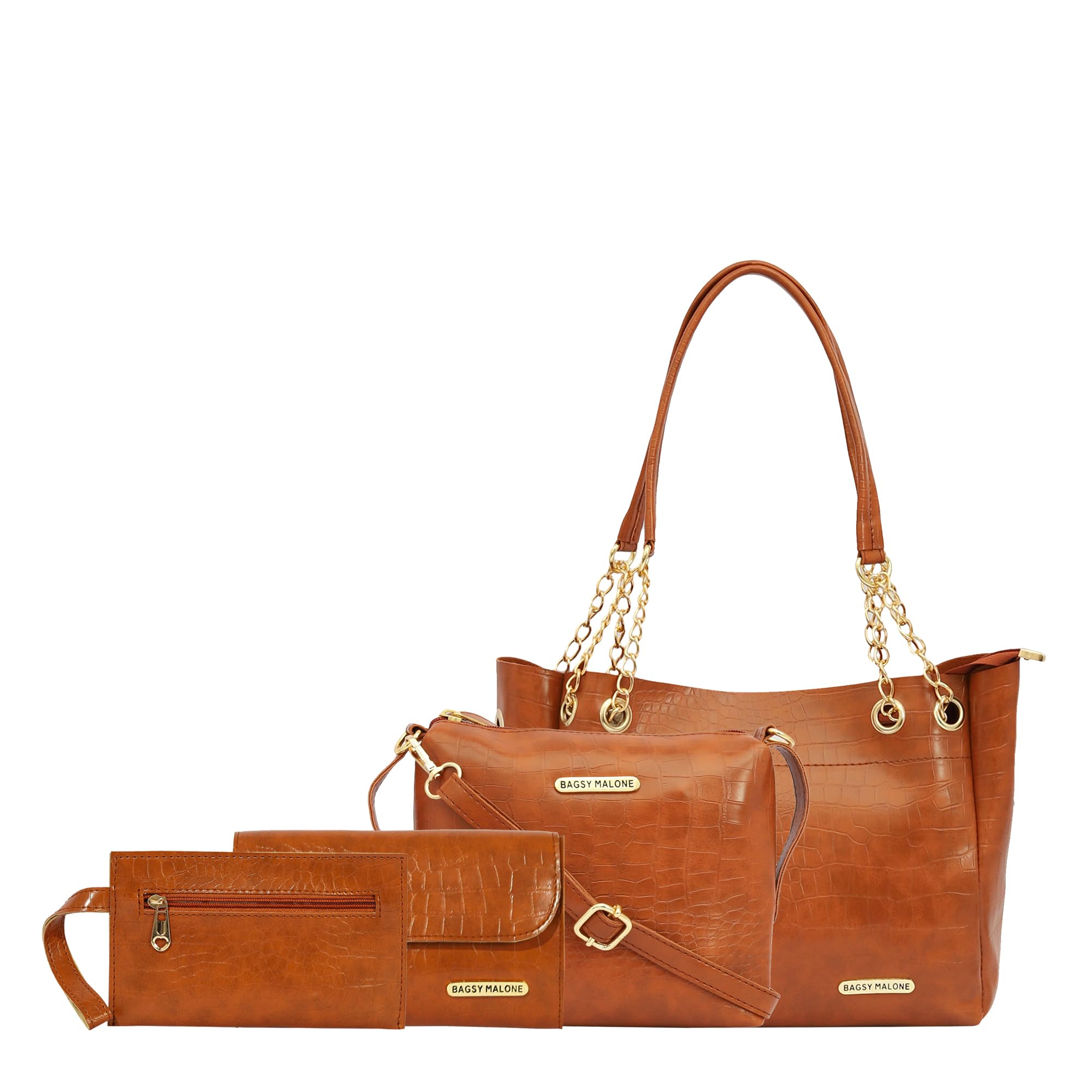 bagsy malone Women's Vegan Leather Stylish Tote Bag Pack of 4 | Ladies Purse Handbag-picture-12