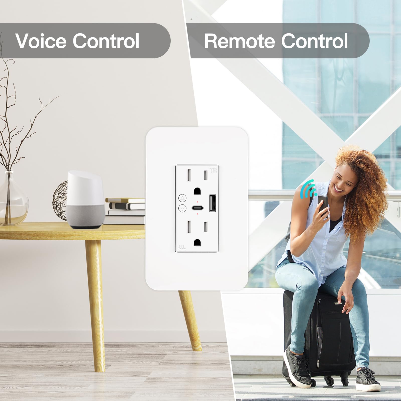 WiFi Smart Plug in-Wall Smart Home Outlet Compatible with Alexa Google Assistant Timer Via App USB Type-C Port — view 6