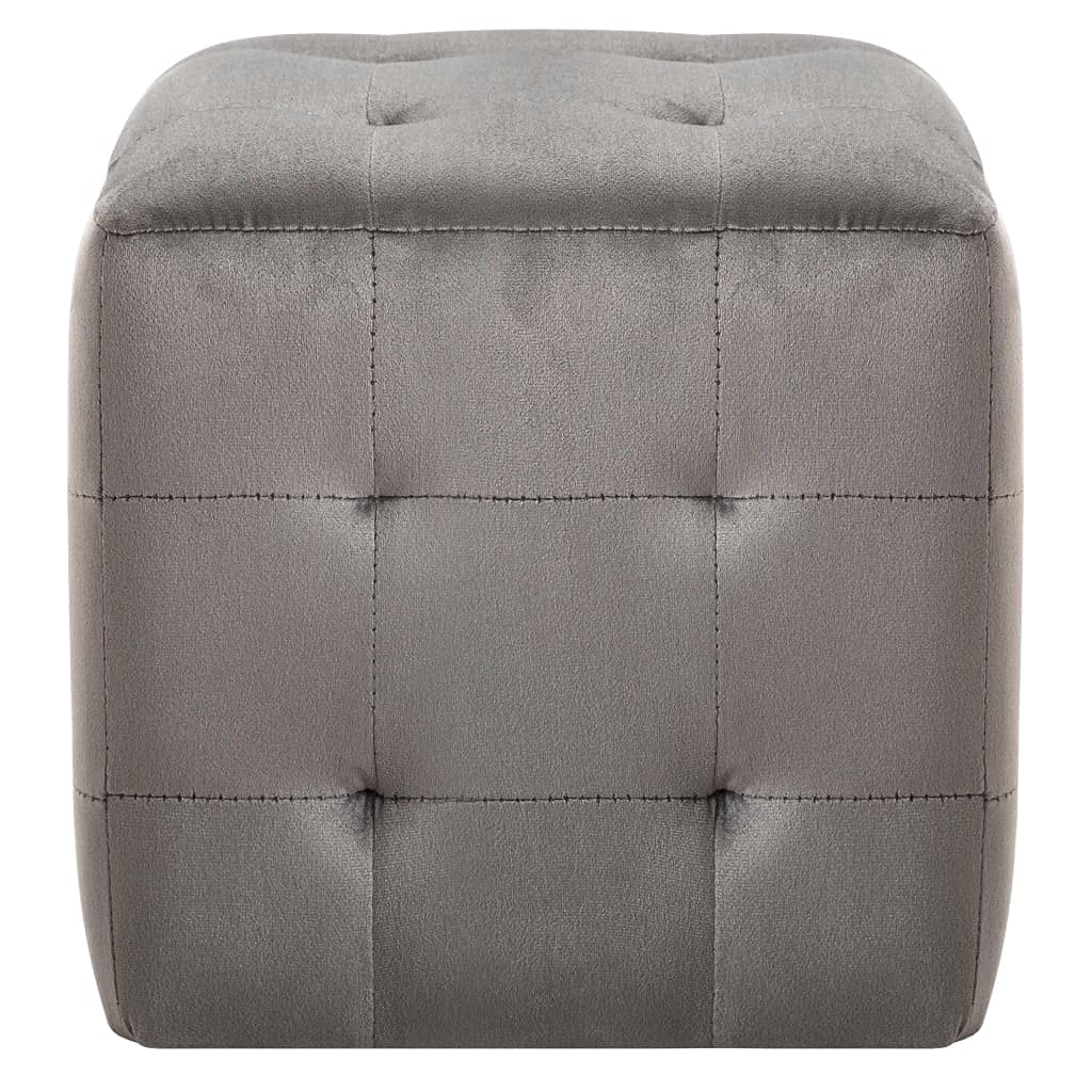 2 pouf imbottiti in velluto grigio, 30 x 30 x 30 cm, sgabello imbottito per soggiorno, camera da letto, corridoio, divano, con struttura in legno e coperchio portaoggetti