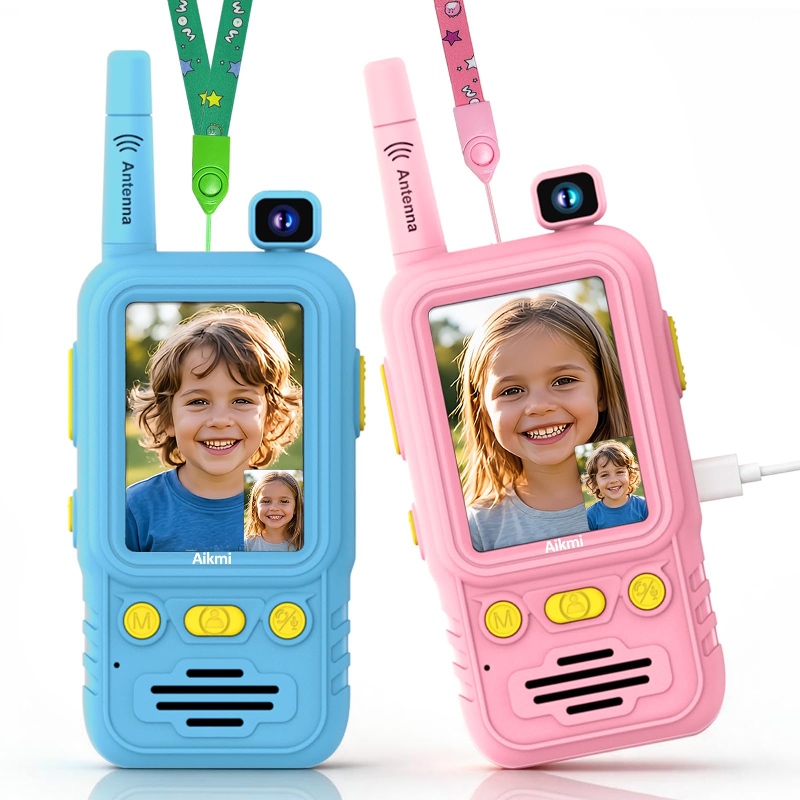 Aikmi Kids Video Walkie Talkies, Toy for Boy Girl, Blue Pink