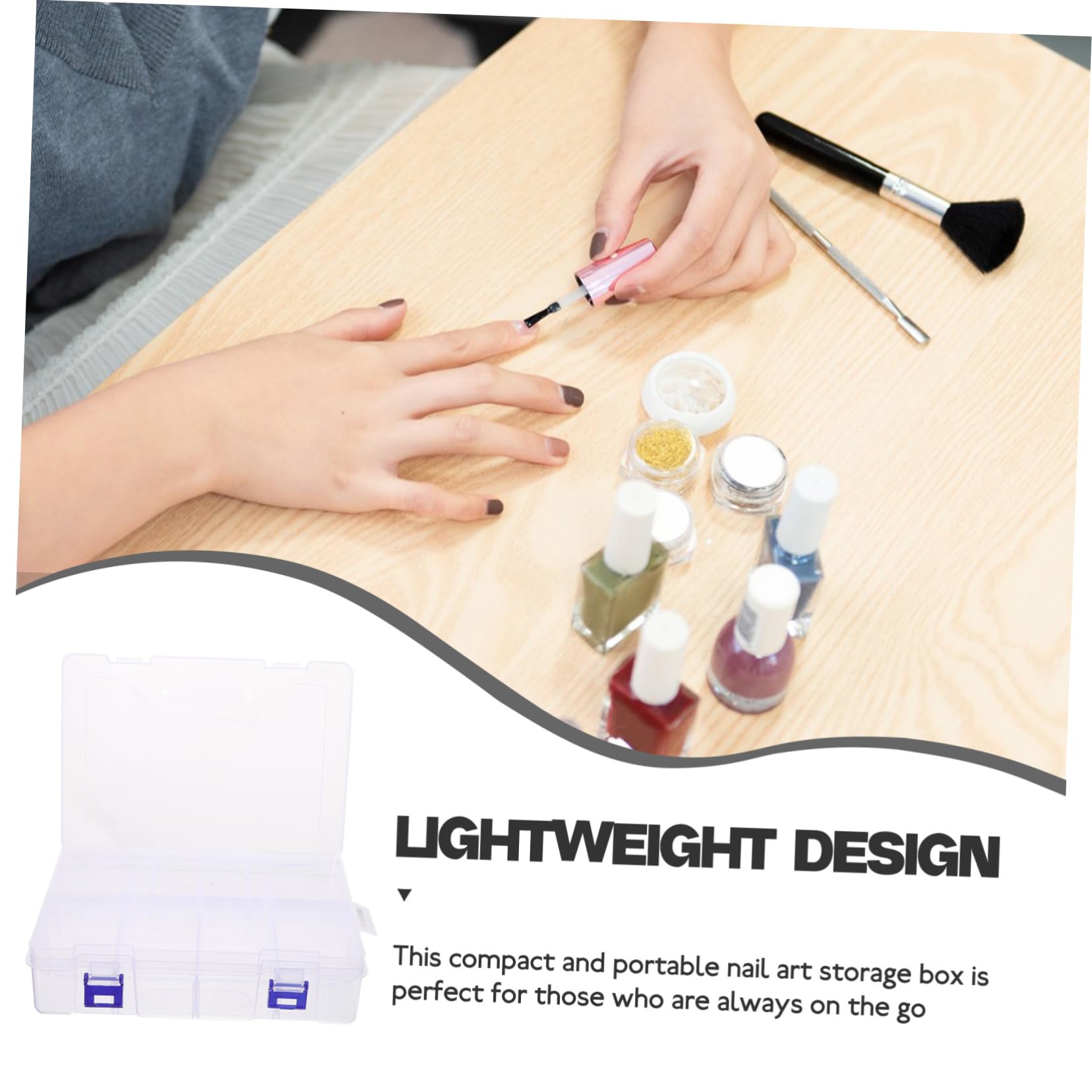 DOITOOL 4 Piezas Caja de Almacenamiento Plástica Transparente con Compartimentos Organizador de Accesorios Nail Art y Clasificación
