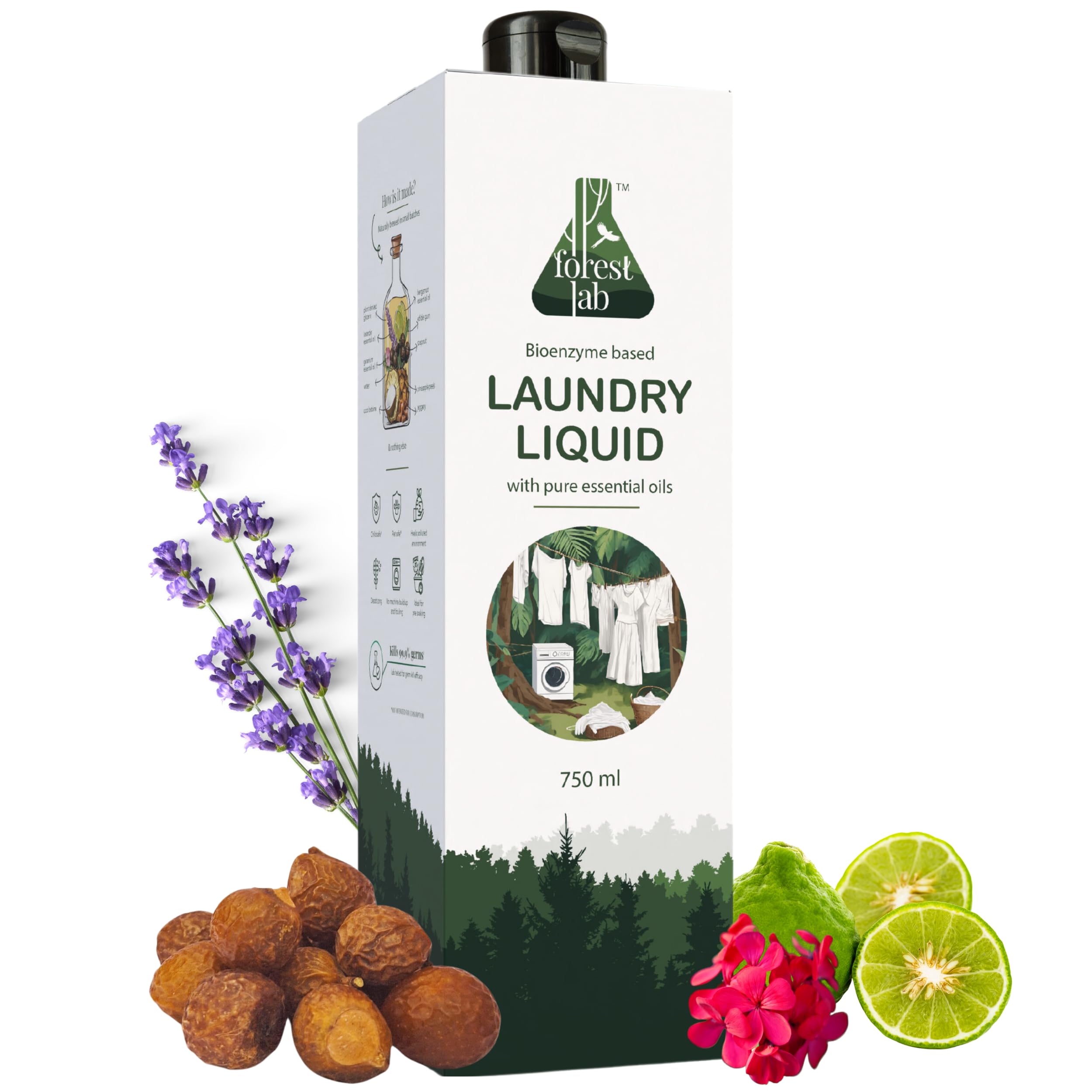 Forest Lab Natural Laundry Liquid Detergent | Pure Lavendar & Geranium Essential Oil Fragrance | Bio-Enzyme Powered | Front & Top Load | Tough on Stains | Baby Safe | Eco-Friendly (750 ml (Pack of 1)) (B0D2BCHKT1) Amazon Price History, Amazon Price Tracker