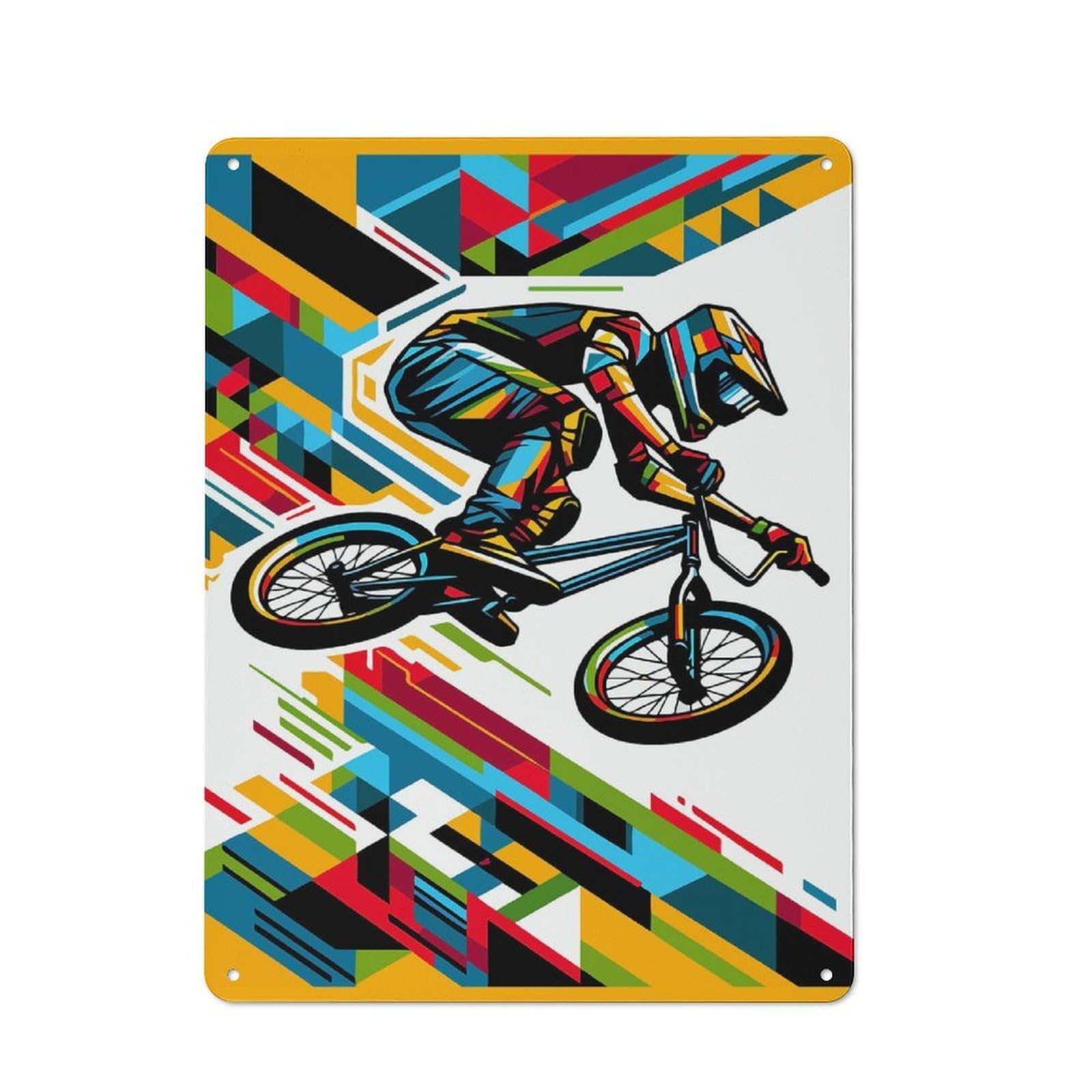 Junmoney Bmx Wpap Colorful Pop Art Vintage Tin Sign 40X30cm With For Workshop Wall, For Makers And Diy Enthusiasts, For Retro Home Interiors