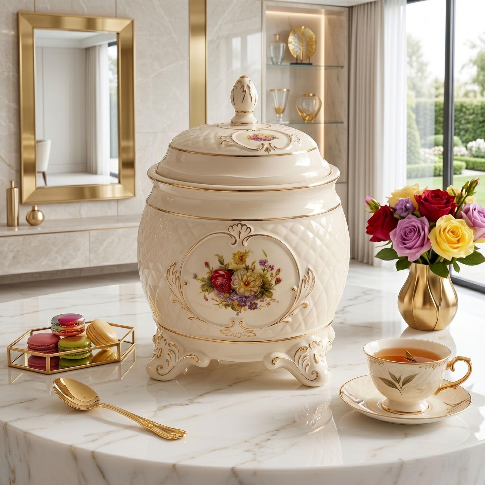 Tarro de porcelana para cocina con tapa hermética de diseño premium para harina y café
