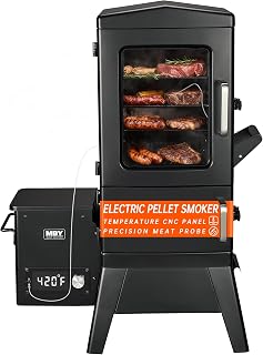 MASIONBACKYARDS Vertical Pellet Smoker with Cover & Meat Probe - 616 sq in 4-Rack Electric BBQ Grill, Digital LED Temp Control
