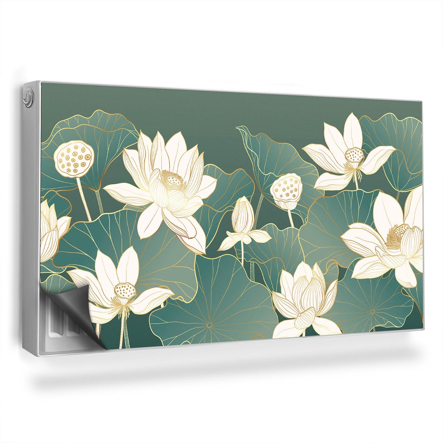 Couverture Magnétique pour Radiateur 110x60 cm Motif Nénuphars Verts sourds