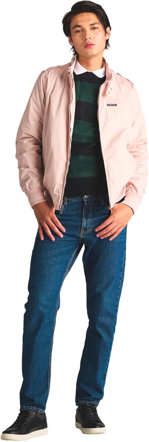 Members Only Original Iconic Racer Jacket for Men | Slim Fit | X-Large Light Pink