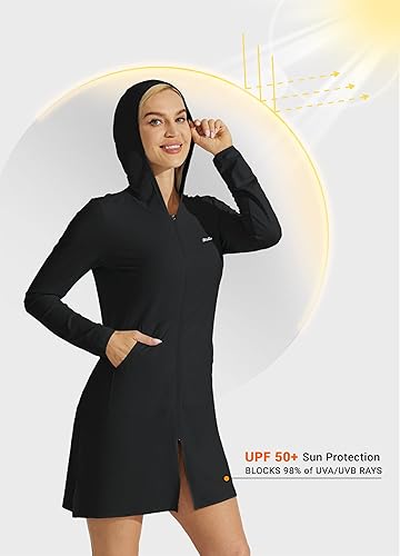Miniatura 2 de Willit UPF 50+ - Cubierta de natación para mujer, protección solar, traje de baño de playa, traje de baño, chaqueta larga con capucha SPF