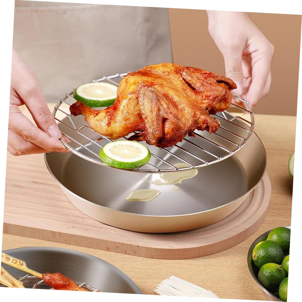 Bandeja para Asar de Acero Inoxidable, Multiusos, Plata