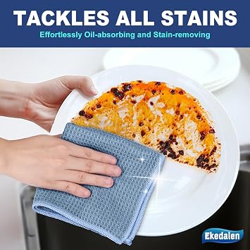 Ekedalen Microfiber Cleaning Cloth Lint Free Glass Polish, Blue