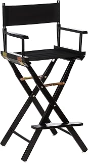 Casual Home 30" Bar Height Director's Chair - Solid Wood Black Frame & Canvas, Foldable Portable Seating