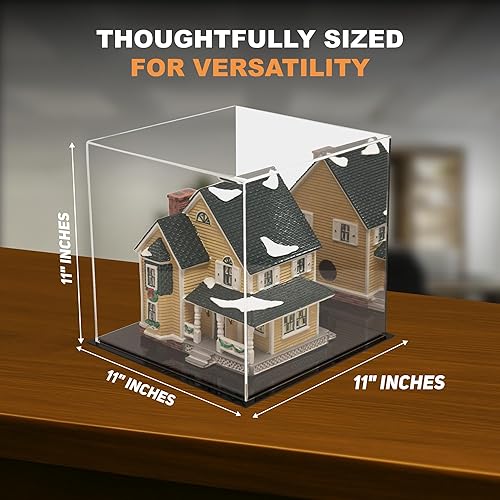 Vista 57 de Better Display Cases Versátil vitrina de acrílico transparente - Caja rectangular grande con base blanca 18" x 12" x 3" (BK09)