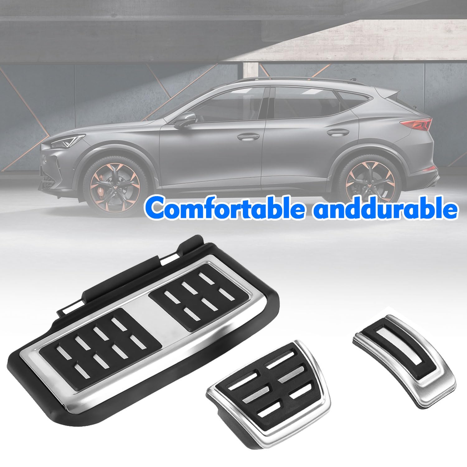Pedalabdeckung t5, langlebig, pedalabdeckung t5, passend für Volkswagen Golf 7 Tiguan L Tanyue 19 Sagitar 18 Bora Lingdu 20 Tukai Gasbremspedal (Nero + Bianco)