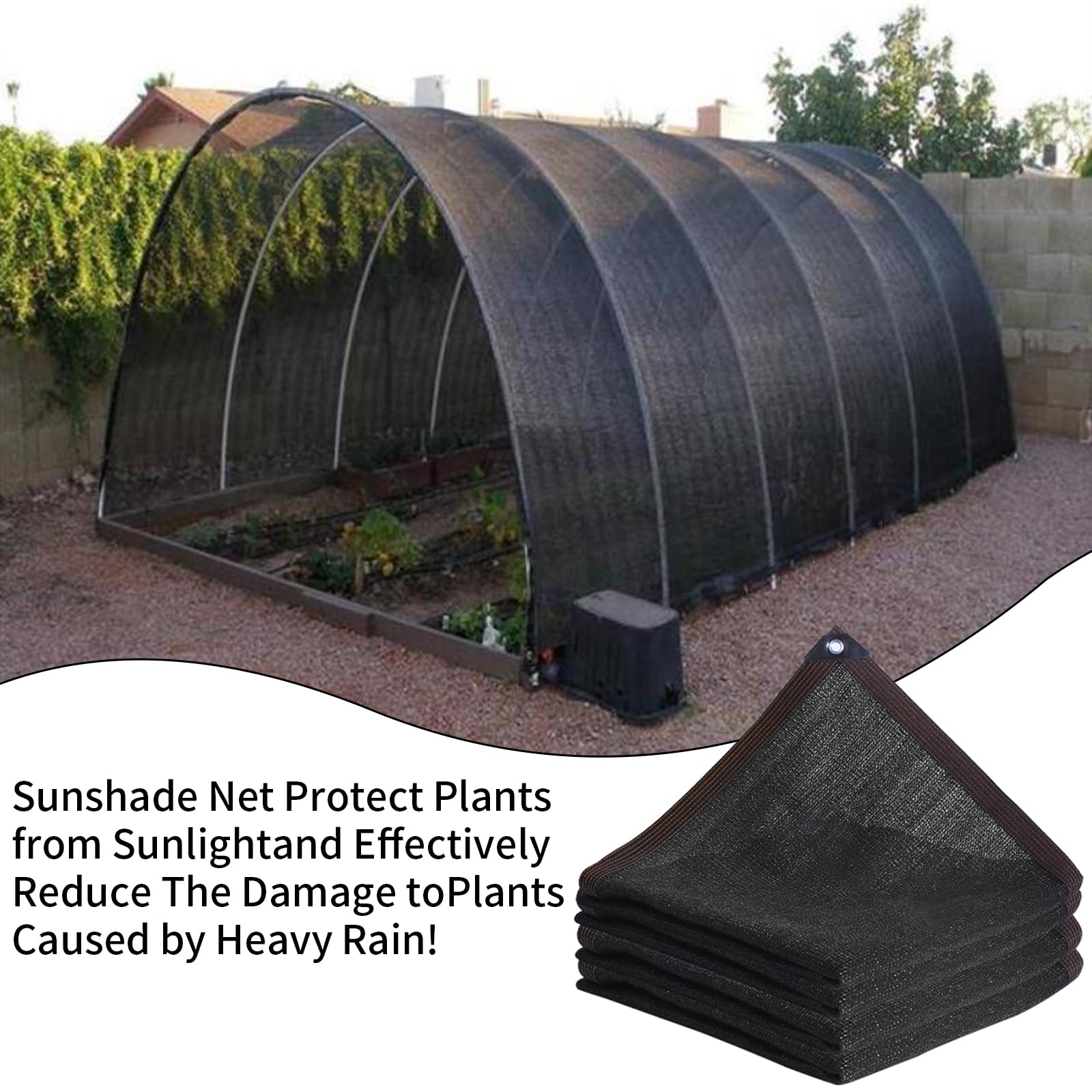 Rete Ombreggiante, 3x4M Telo Ombreggiante Occhiellato, Rete Ombreggiante da Giardino, Tenda da Sole Privacy, Tessuto Ombreggiante, Rete Parasole per Giardino, Piante da Patio, Serra, Pollaio