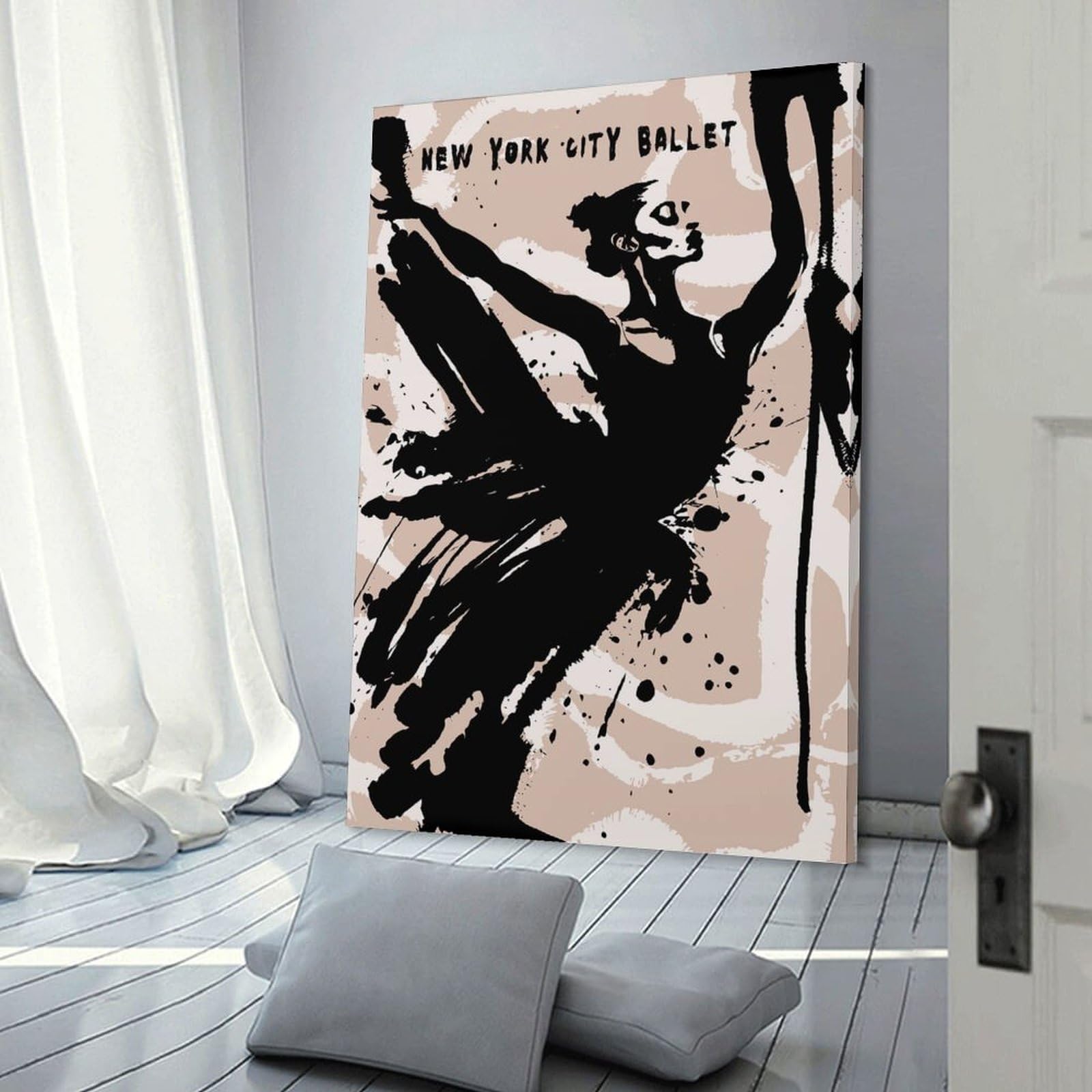 Junmoney Canvas Wall Decor Black Ink New York Ballet, 16x24inch(40x60cm), for Flats, Guest Rooms Or Compact Rooms, A Simple Refresh for Blank Walls