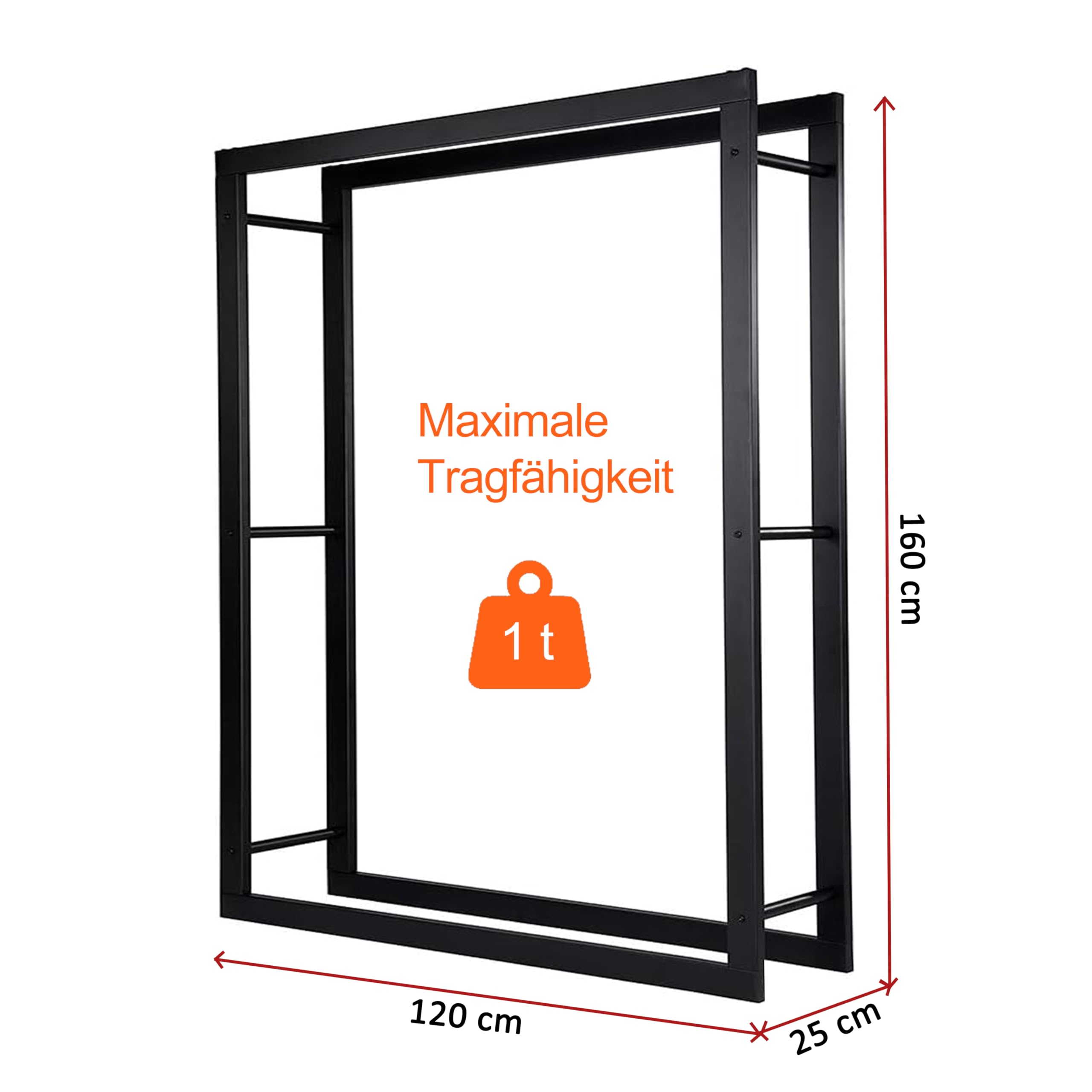 Loywe Estantería de metal para guardar leña de chimenea, para interior y exterior, color negro