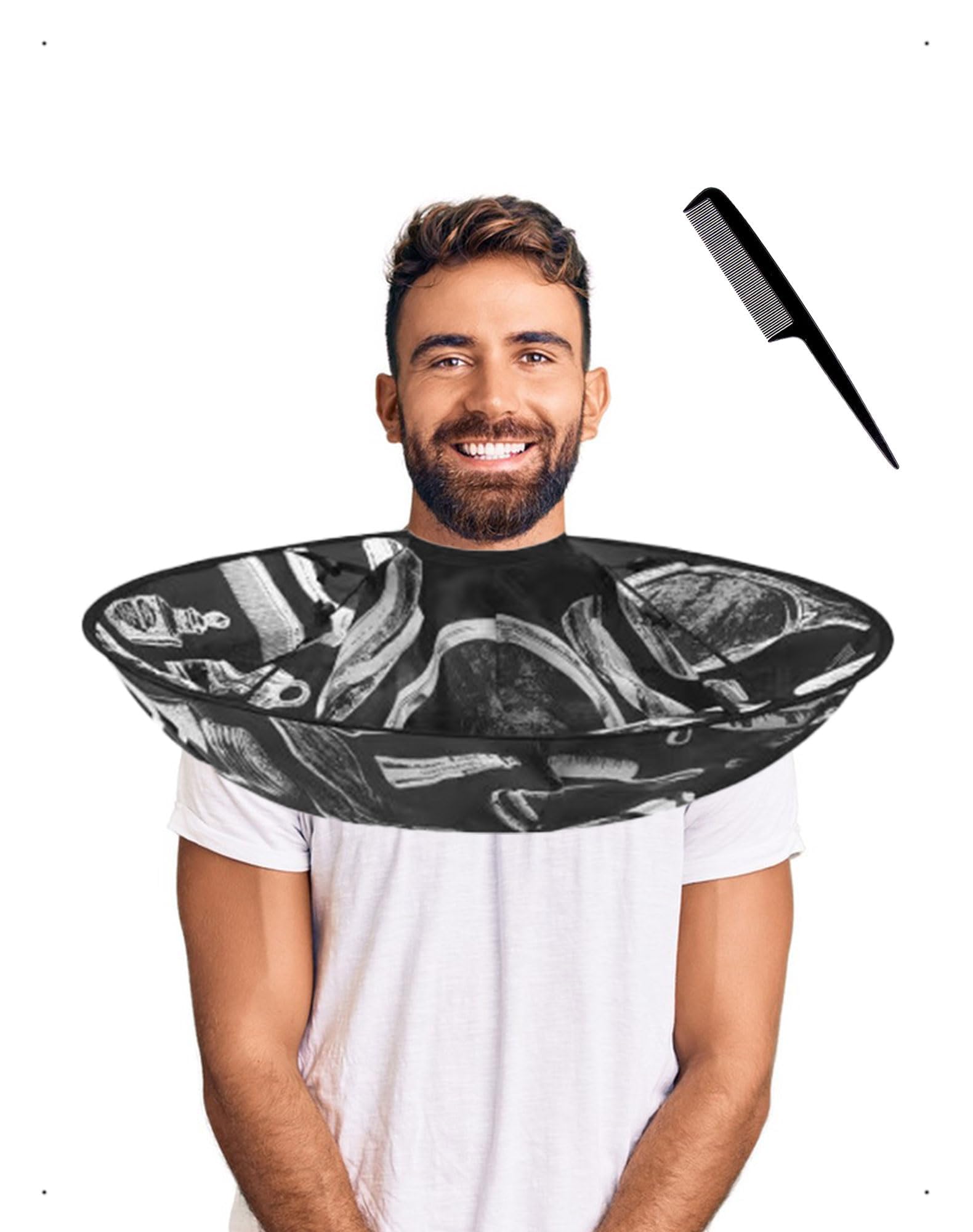 Capa de peluquería profesional impermeable con peine accesorio para cortar y teñir 8