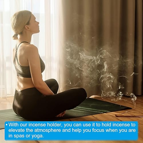Miniatura 5 de PATIKIL Kit de soporte de incienso, 1 juego de soporte de palo de incienso de latón, quemador de incienso, base de soporte con placa para yoga, spa,