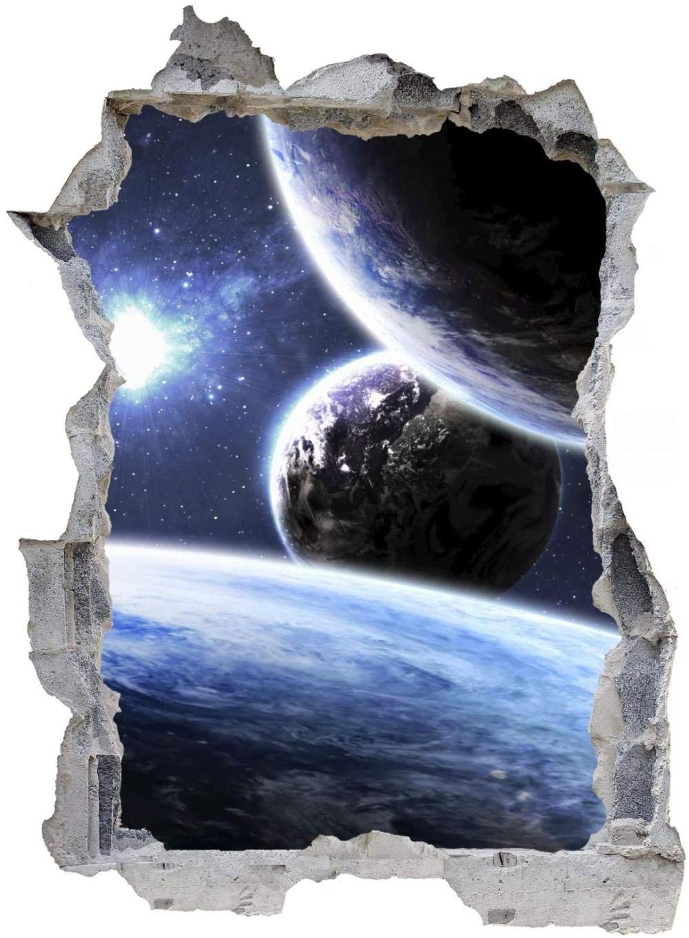 Calcomanía de Pared 3D Espacio espacio exterior universo Agujero Etiqueta de La Pared Adhesivos de Pared para Interior Hogar Sala de Estar Decoración de Oficina 80x120cm
