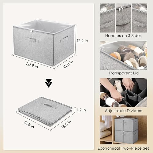 Miniatura 3 de Homaisson Paquete de 2 organizadores de almacenamiento de zapatos para armario, almacenamiento grande de cajas de zapatos + paquete de 3