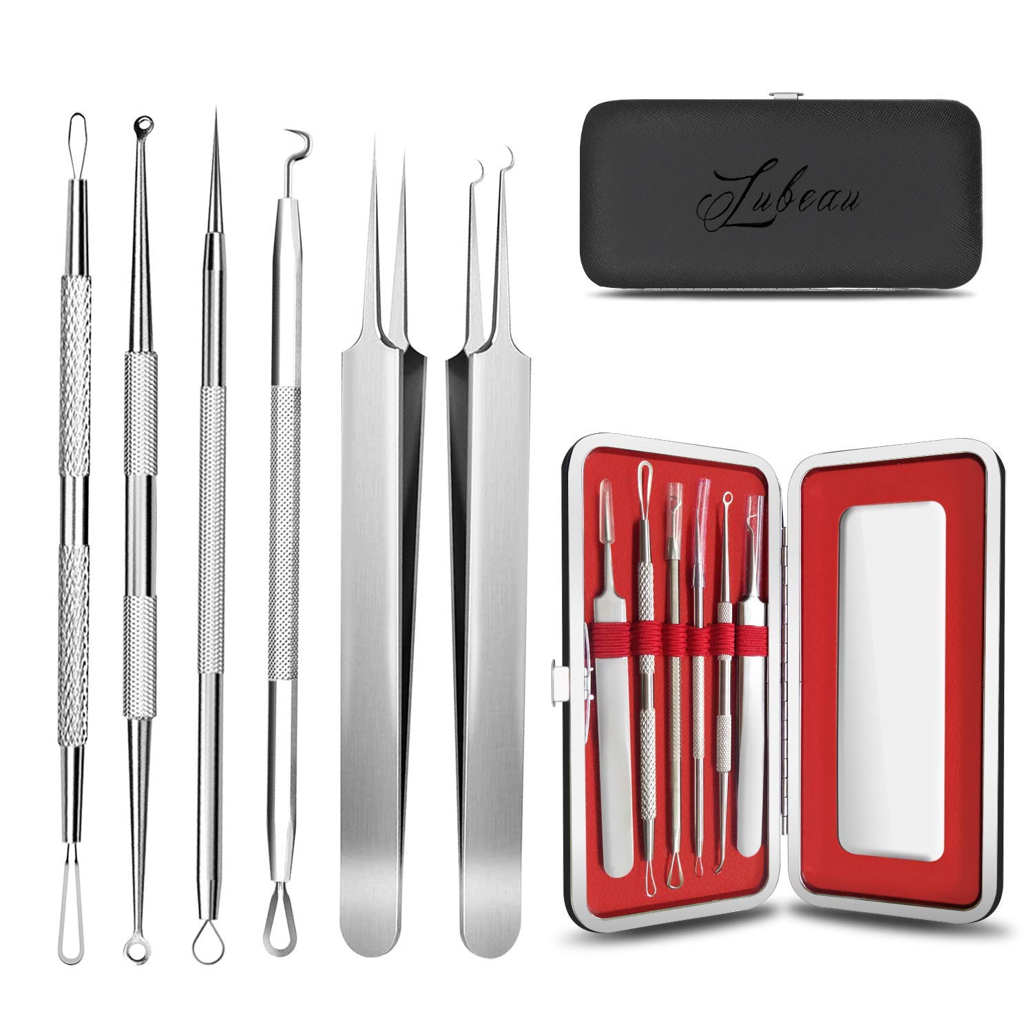 JOSO Blackhead Remover 6PCS Extractor Tweezers Tools Kit