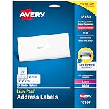 Avery Easy Peel Printable Address Labels, Sure Feed Technology, 1" x 2-5/8" Customizable Stickers, White, 300 Blank Mailing Labels, Great for Mailing, Shipping, and More (18160) – view 1