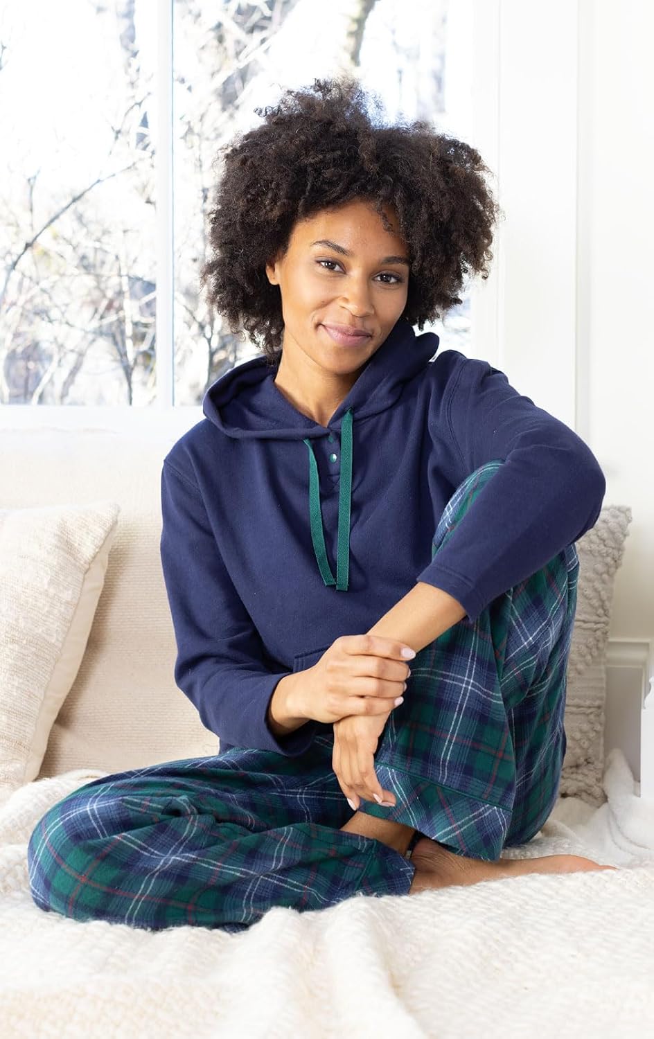 PajamaGram Womens Flannel Pajamas Sets - Pajamas for Women, Hoodie Top - Image 7