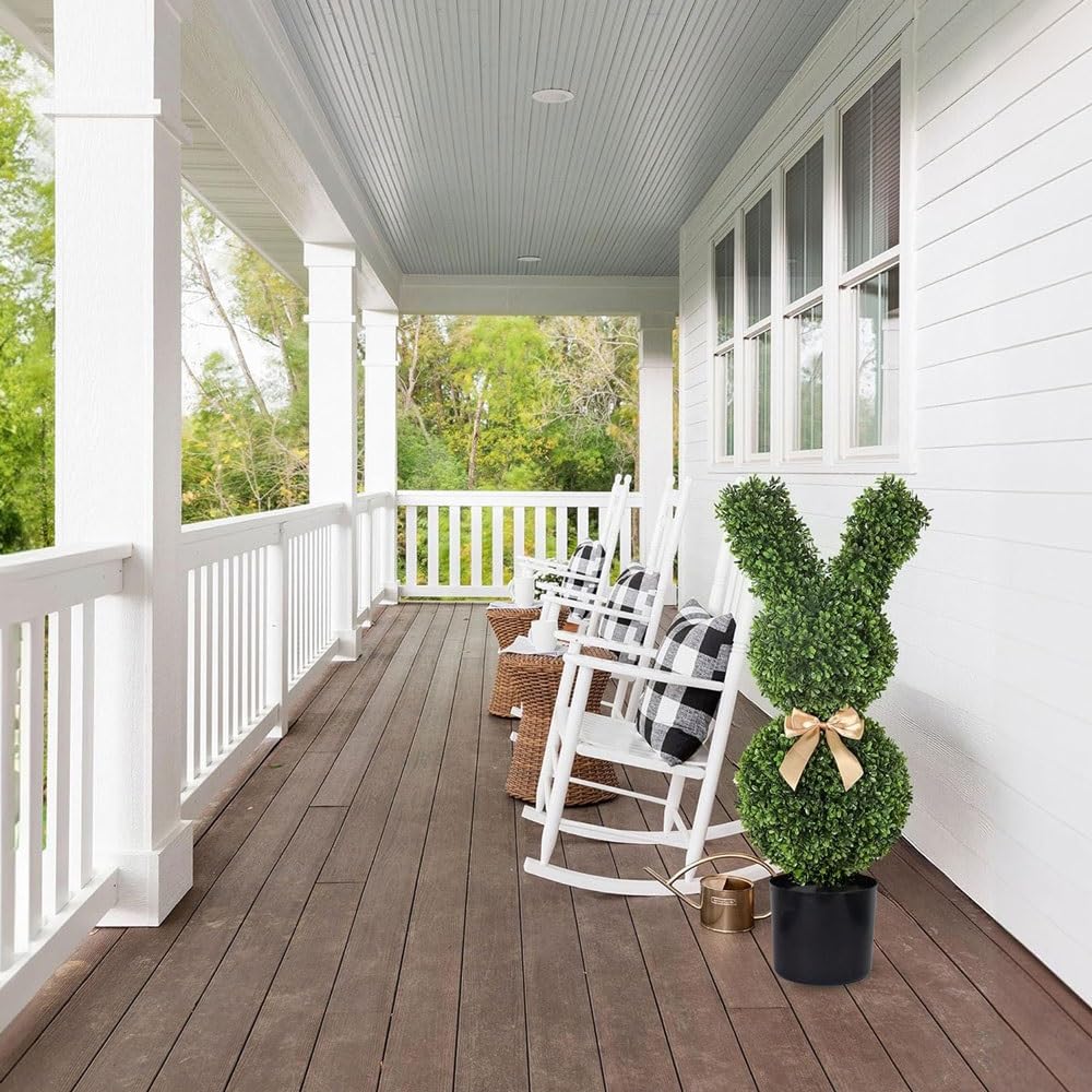 Topiaire Lapin Artificiel D'ExtéRieur, Pot Vert en Forme de Lapin, Faux Lapin de PâQues, Buis de PâQues, DéCoration de Porche, ExtéRieur, Maison, Jardin(50CM)