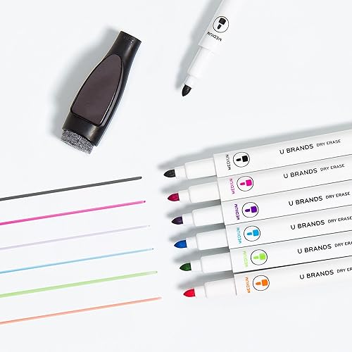 Miniatura 5 de Paquete de pizarra magnética de borrado en seco U Brands de 20 x 30 pulgadas, marco de madera blanca (2071U00-01) + borrador magnético U Brands de