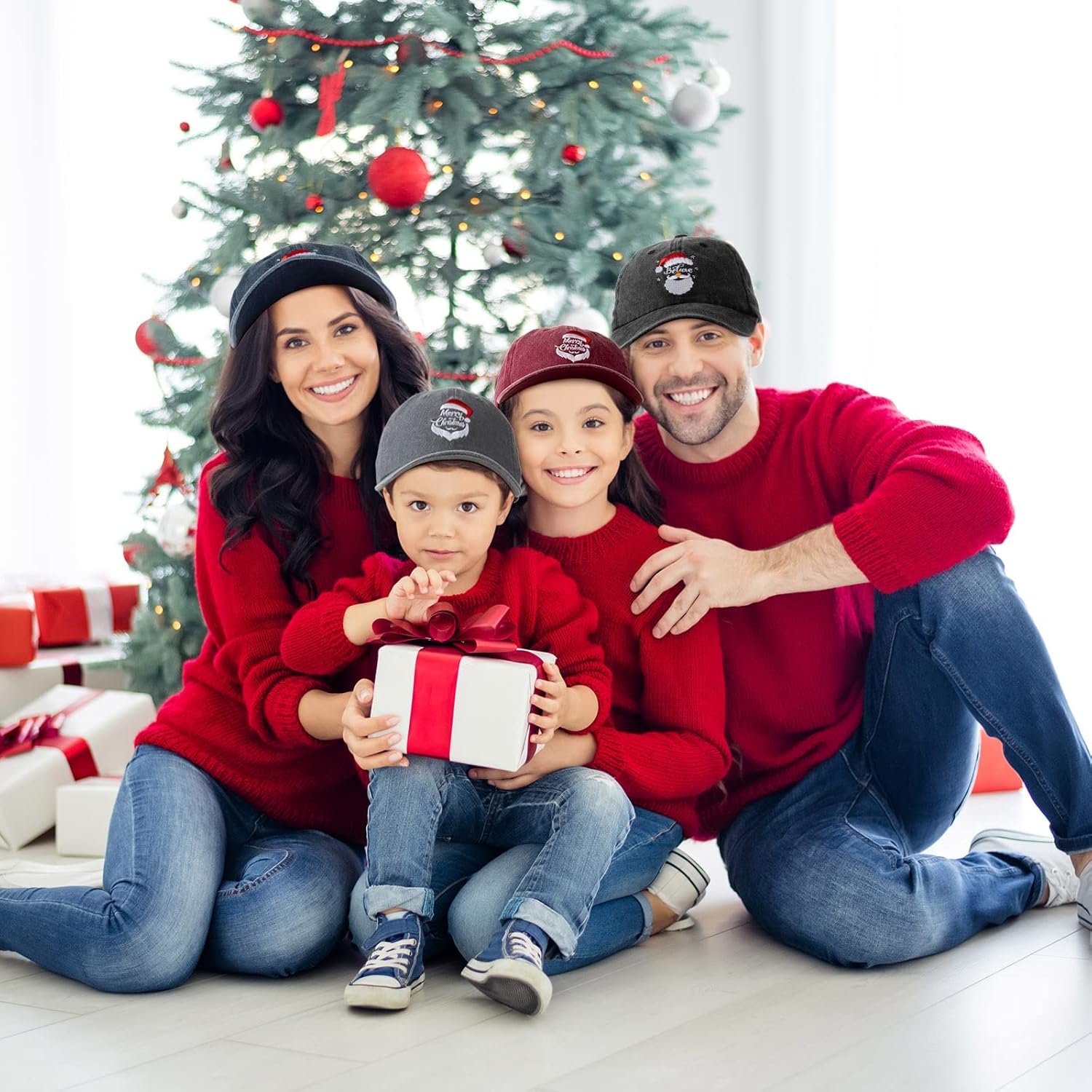 Vabean Christmas Hat Baseball Cap Gift Santa Embroidered Xmas Hat Adjustable Washed Funny Baseball Cap for Men Women - Image 6