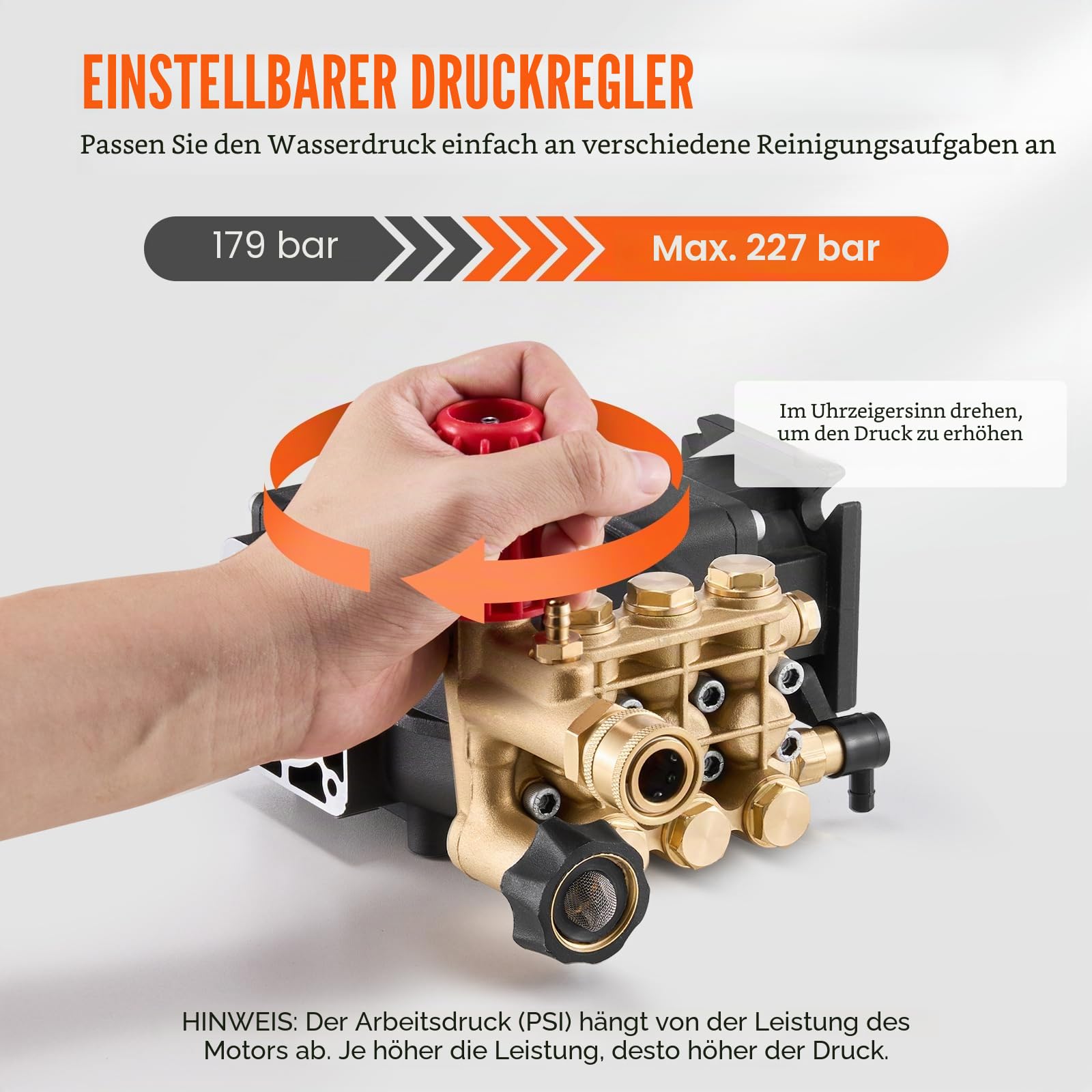 VEVOR Hochdruckreinigerpumpe, 3/4-Zoll-Welle, horizontaler Triplex-Kolben, 3300 PSI, 2,5 GPM, Ersatz-Hochdruckreinigerpumpen-Set mit 5 Düsen, bis zu 500 Stunden Dauerbetrieb, Austauschpumpe