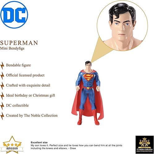 Miniatura 2 de The Noble Collection DC Comics Mini Bendyfigs Superman - Figura de muñeca plegable en miniatura de 5.5 pulgadas (5.5 in)