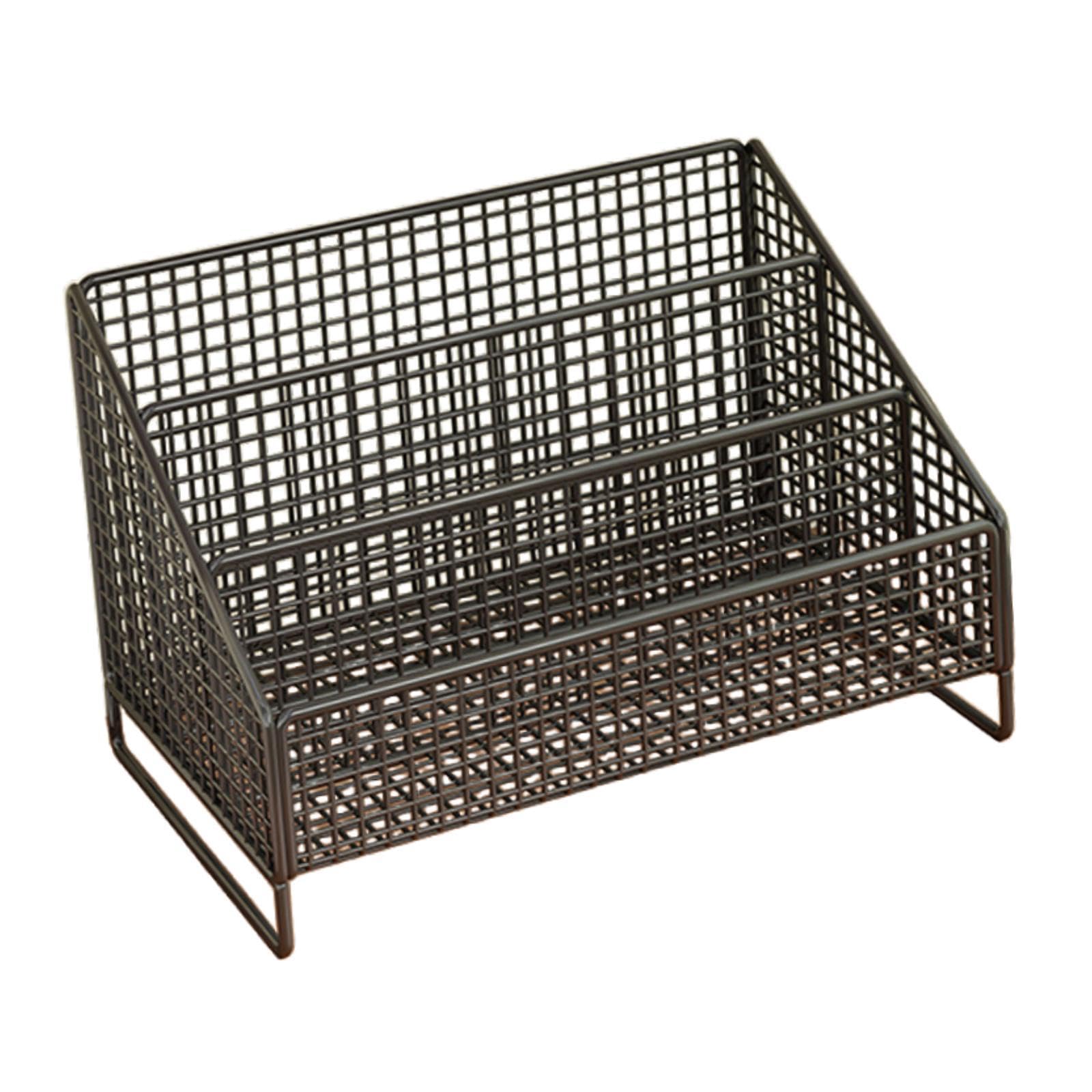 Supporto per Dischi Vinile Rack Espositore Organizer da Scrivania in Ferro Robusto Antideformazione Tre Scomparti Adatto per Negozi Uffici Saloni Most, Nero, 36cmx22cmx24cm