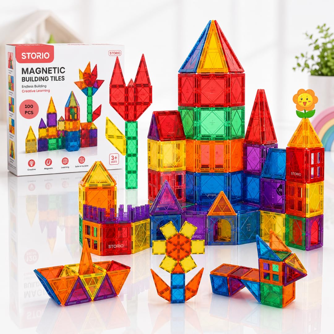 Storio 3D Magnetic Tiles Building Blocks for Kids 3-8 Years - 40 pcs | STEM Learning Educational Toy | Creative Construction Toys | Preschool Brain Development Toy | Birthday Gift for Boys & Girls — Amazon image 11