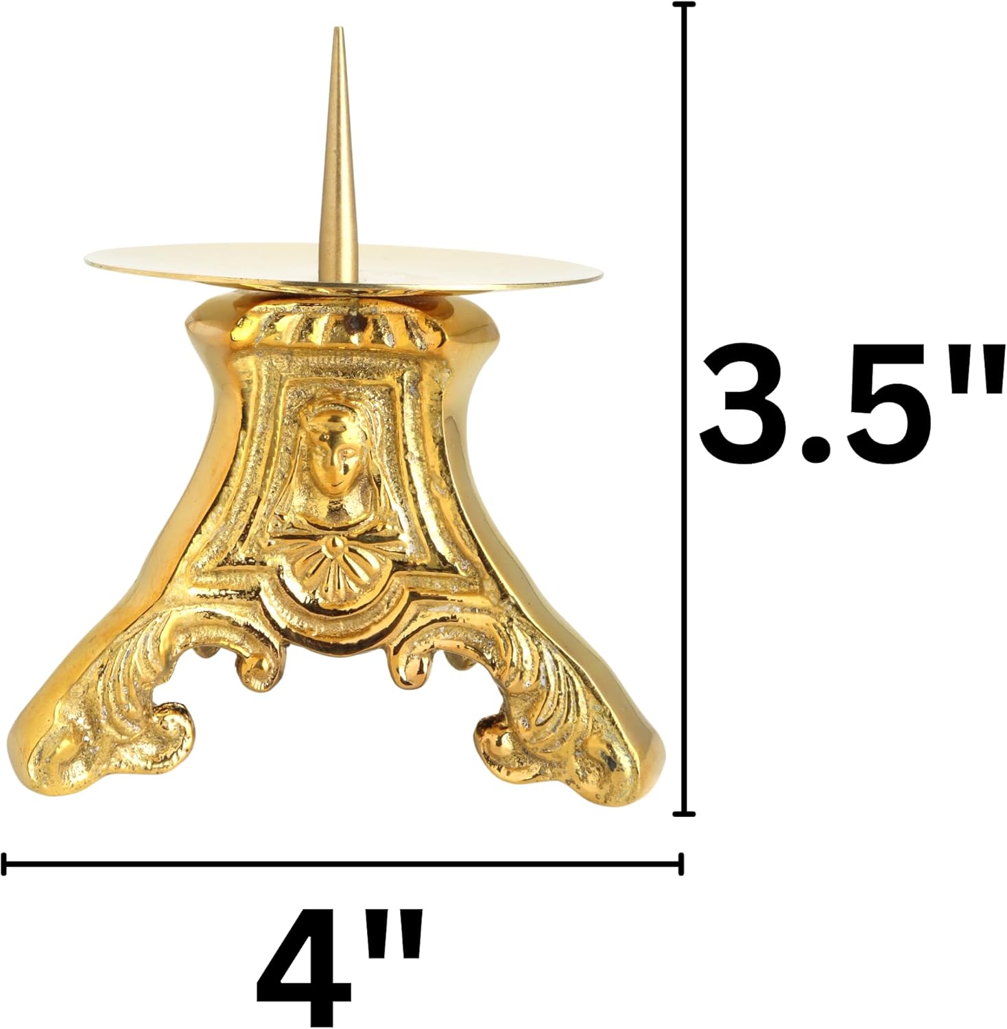 Needzo Solid Brass Candlestick Holder, Religious Home and Church Decoration, 3.5 x 4 Inches