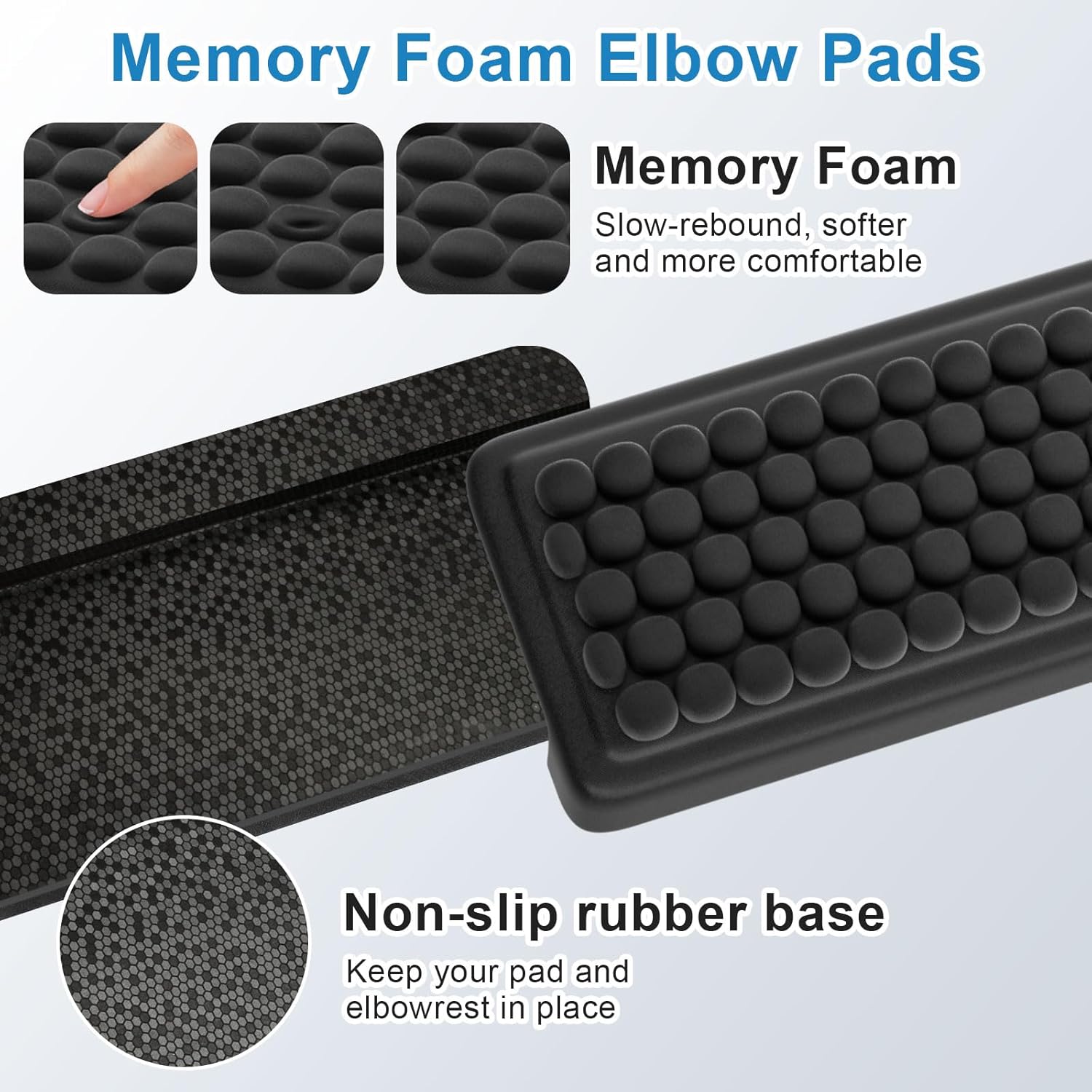Arm Rest for Desk, L-Shaped Elbow Pad 2-Piece Set, Non-Slip Wrist Rest for Computer Keyboard Elbow Rest, Memory Foam Desk Wrist Support, Ergonomic Desk Edge Cushion for Office and Home Use