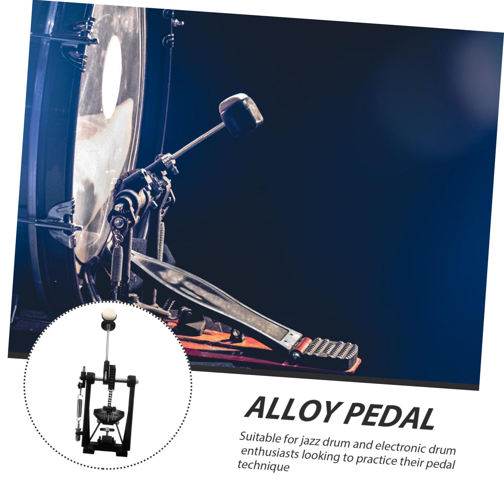 NOLITOY Pédale de Grosse Caisse en Alliage D’Aluminium, Pédale Simple Tension de Ressort Réglable et Base Anti-Dérapante