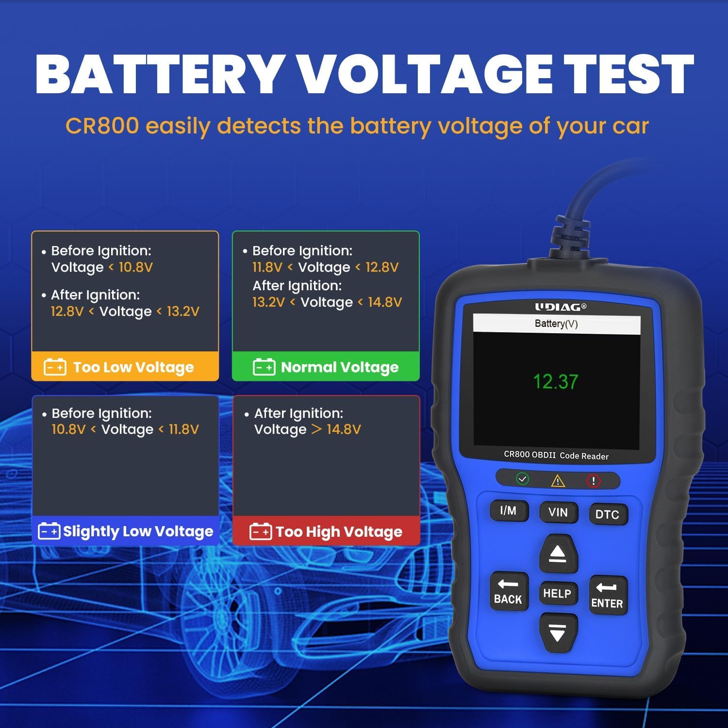 Batteri Voltage Test display
