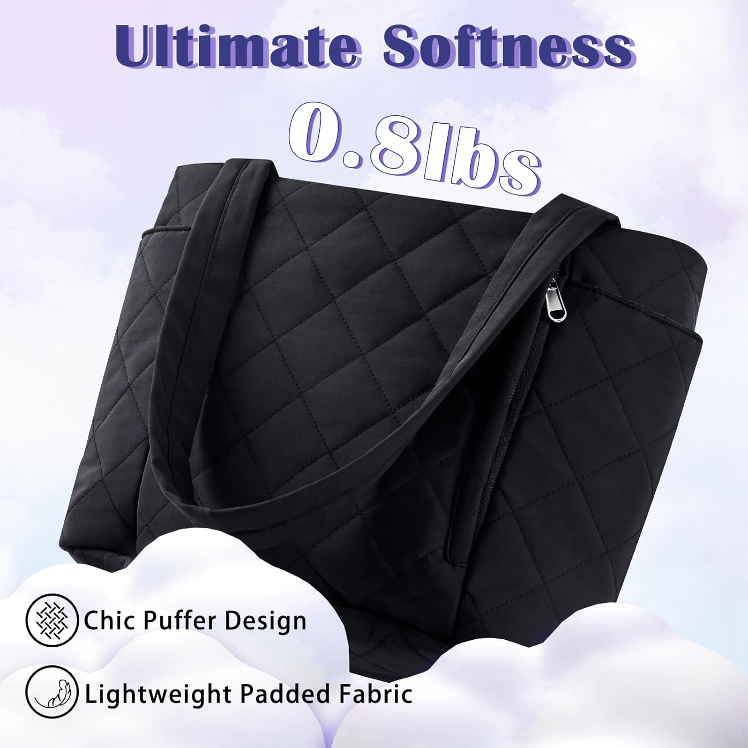 PYOF Tote Bag for Women, Large Puffer Tote Bag for Women, Quilted Puffy Bag with Zipper for Work Travel School Nurse - Image 6