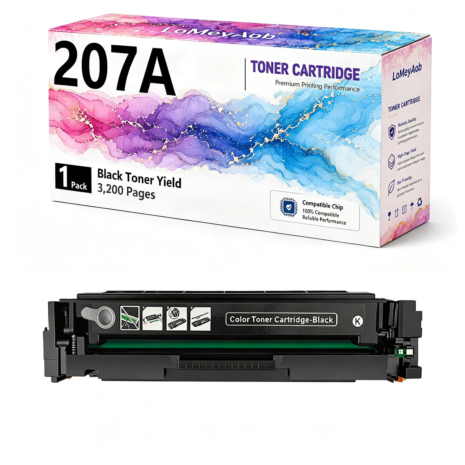 Cartuccia di toner 207A, sostituzione nera ad alta resa per stampante HP LaserJet M282NW M283FDN M255DW M282FDW M255NW, Stampe ad alta velocità, Immaging accurata, 3200 pagine,1Pack