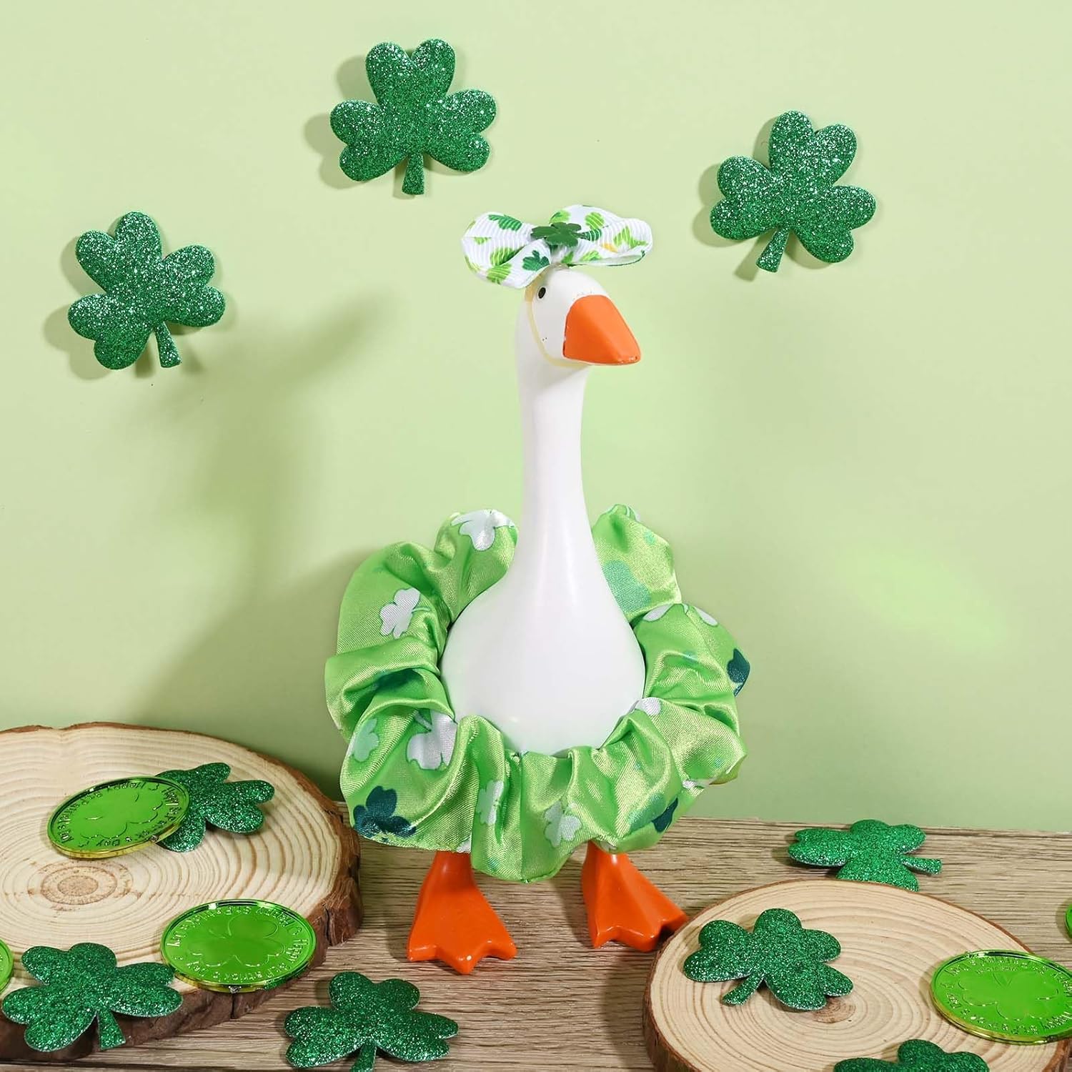 7 Set Desk Goose Outfits 7 inches Mini Porch Goose Clothes Scrunchies Dress and Bow Tie Headwear for Magnetic Statue Keychain Goose All Seasons Holiday Decor