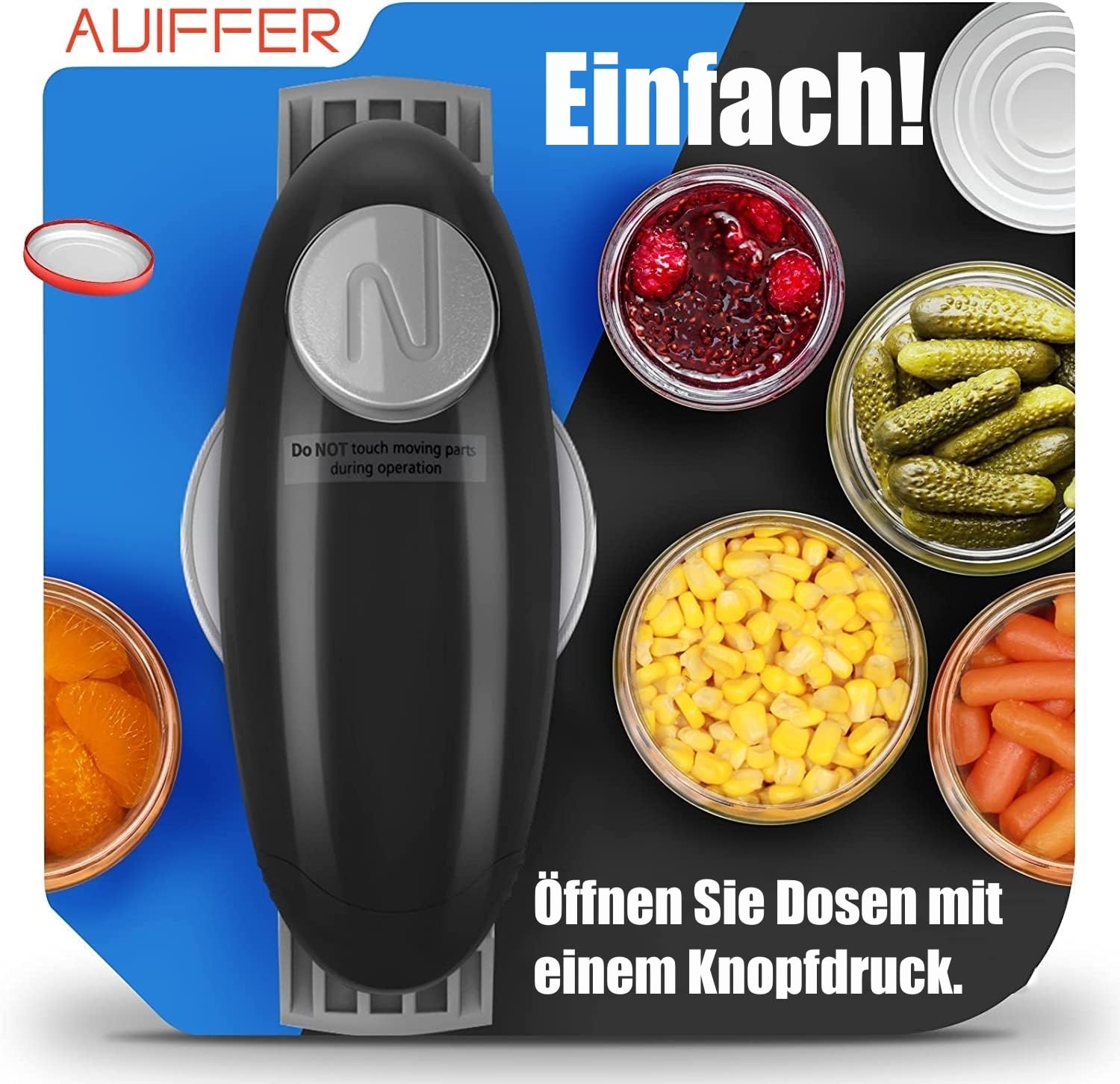 Apriscatole Elettrico, Apriscatole Automatico One-touch per l'apertura di Barattoli con Tappo a Vite, Comodo per chi Soffre di Artrite e per gli Anziani, Richiede 2 Batterie AA (NON Incluse)